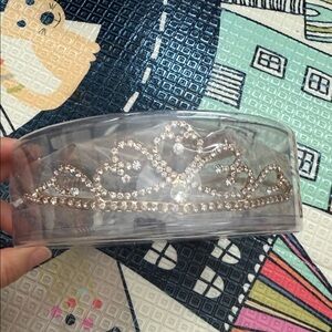 NWT! Elegant Gold Bridal Wedding Crystal Drop Round Tiara